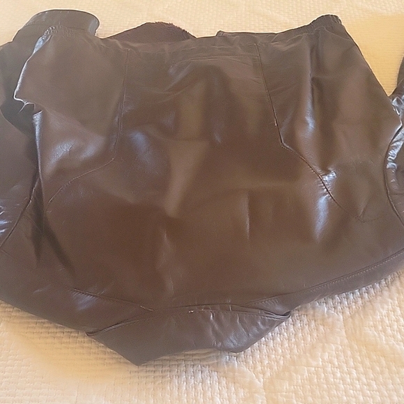 VTG Brown Leather Jacket Biker Motorcycle Zip in Fur Lining Size 38 - Picture 10 of 10